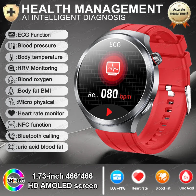 2026 ECG+PPG Health Smartwatch — NFC, 100+ Sports, HD Bluetooth Call for Men & Women