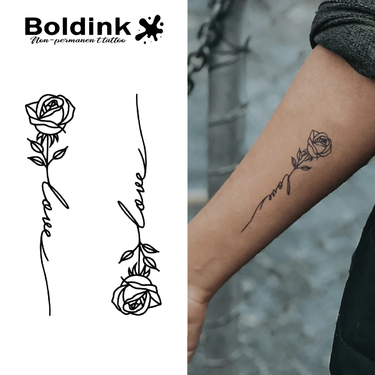 Boldink Rose Semi-Permanent Tattoo — Lasts Up to 15 Days