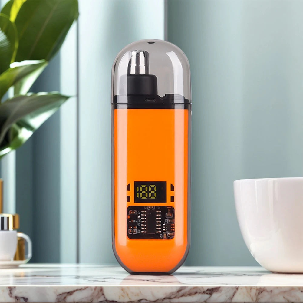 Portable Ear & Nose Hair Trimmer — Digital Display, Painless Electric Eyebrow & Beard Shaver
