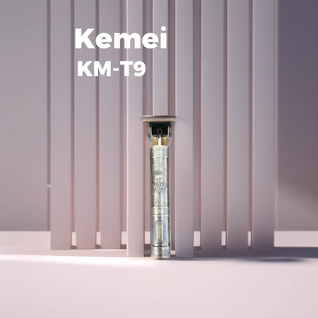 Kemei KM-T9 T-Shape Oil Head Hair Clipper — Cordless Rechargeable Carving Trimmer with Guide Combs