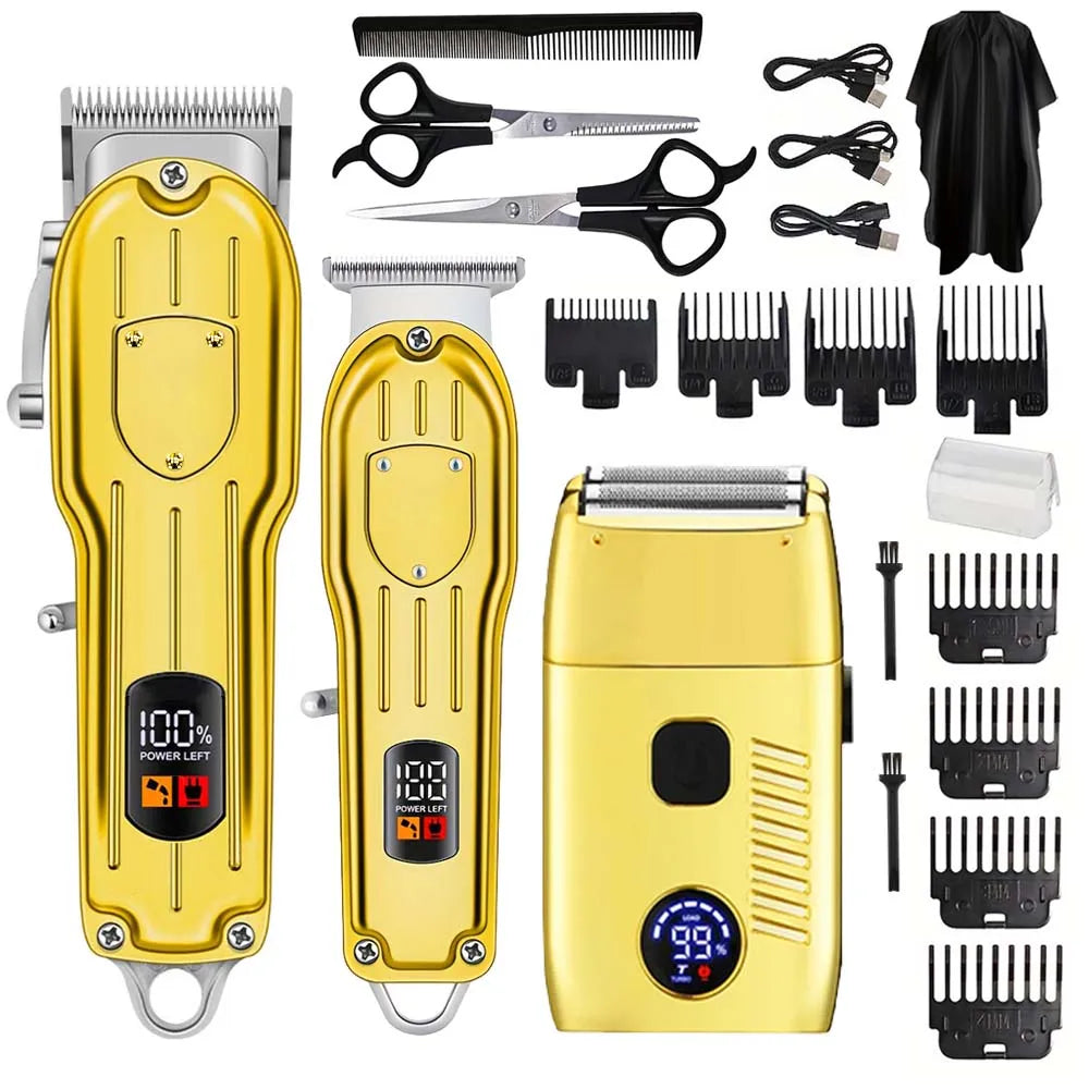 Professional USB Rechargeable Hair Clipper & Beard Trimmer — Complete Barber Kit for Men