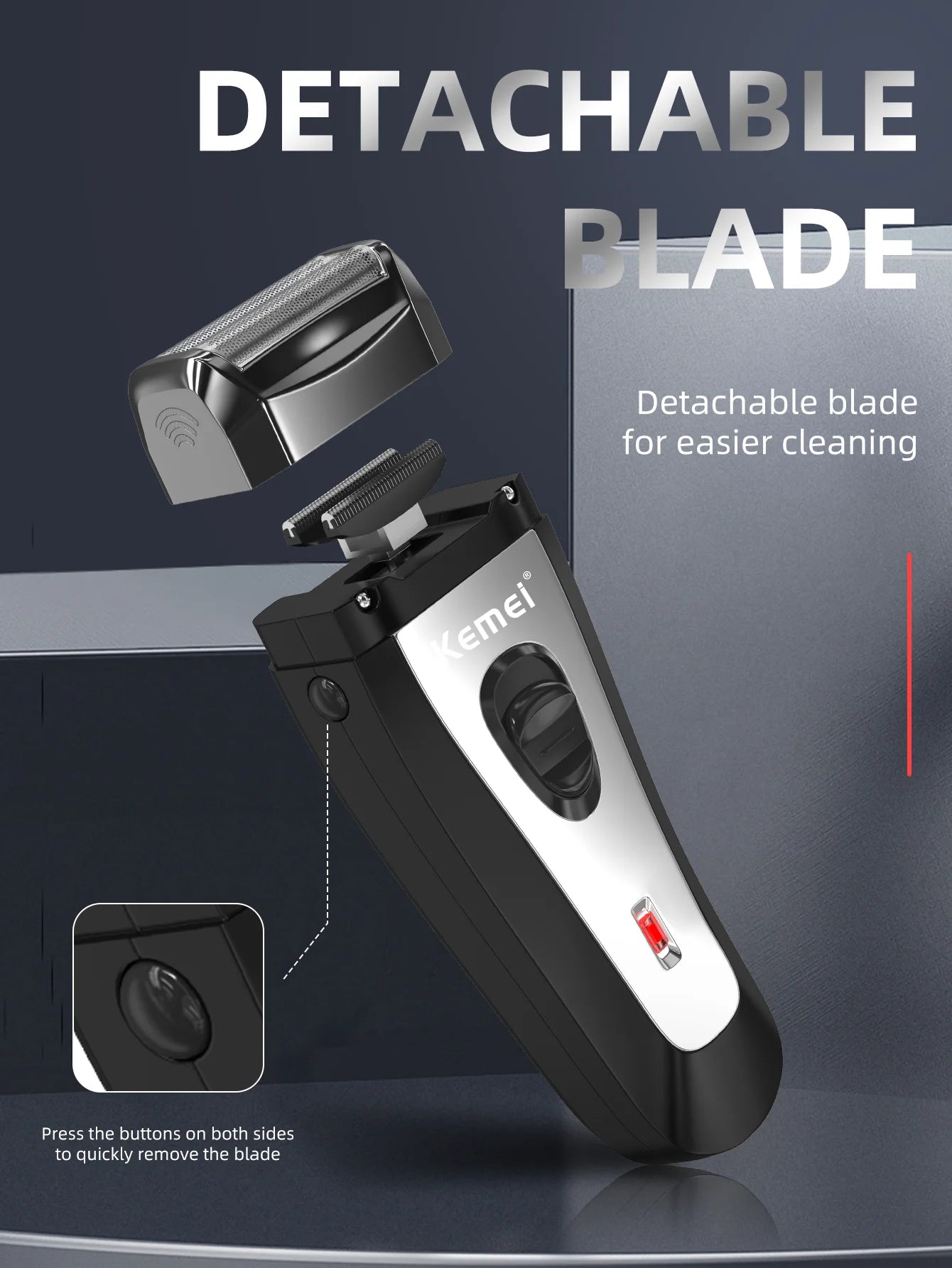 KEMEI KM-9038 Waterproof Reciprocating Cordless Razor USB Rechargeable Shaving Machine Barber Trimmer Electric Shaver for Men