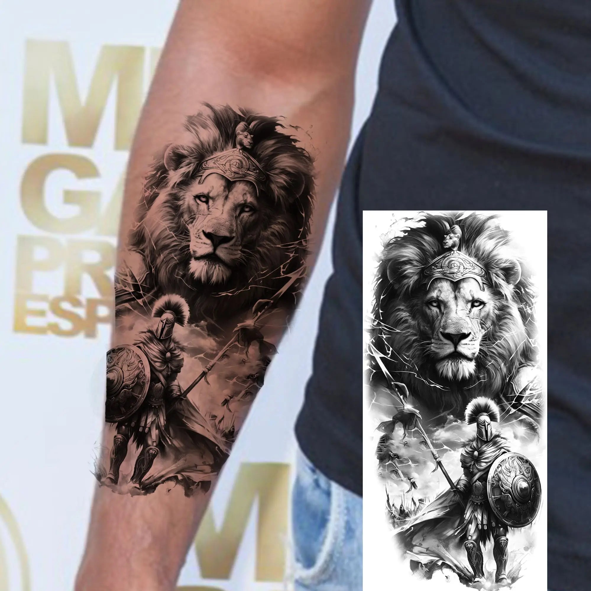 Spartan Warrior Temporary Tattoo — Realistic Waterproof Body Art