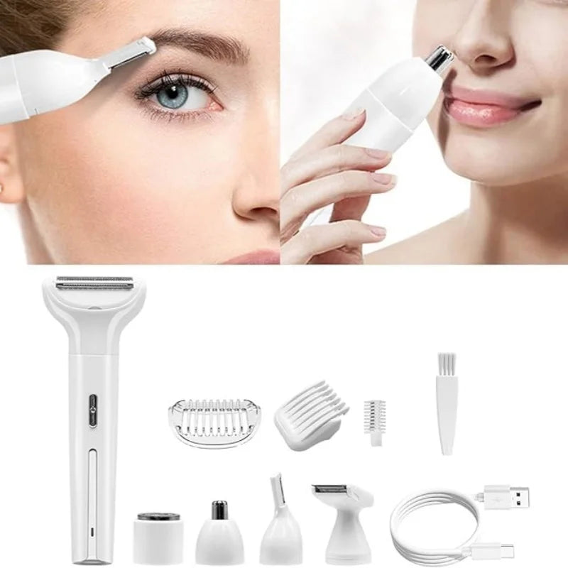 5-in-1 Electric Female Shaver — All-in-One Intimate Care for Armpit, Pubic & Body Hair
