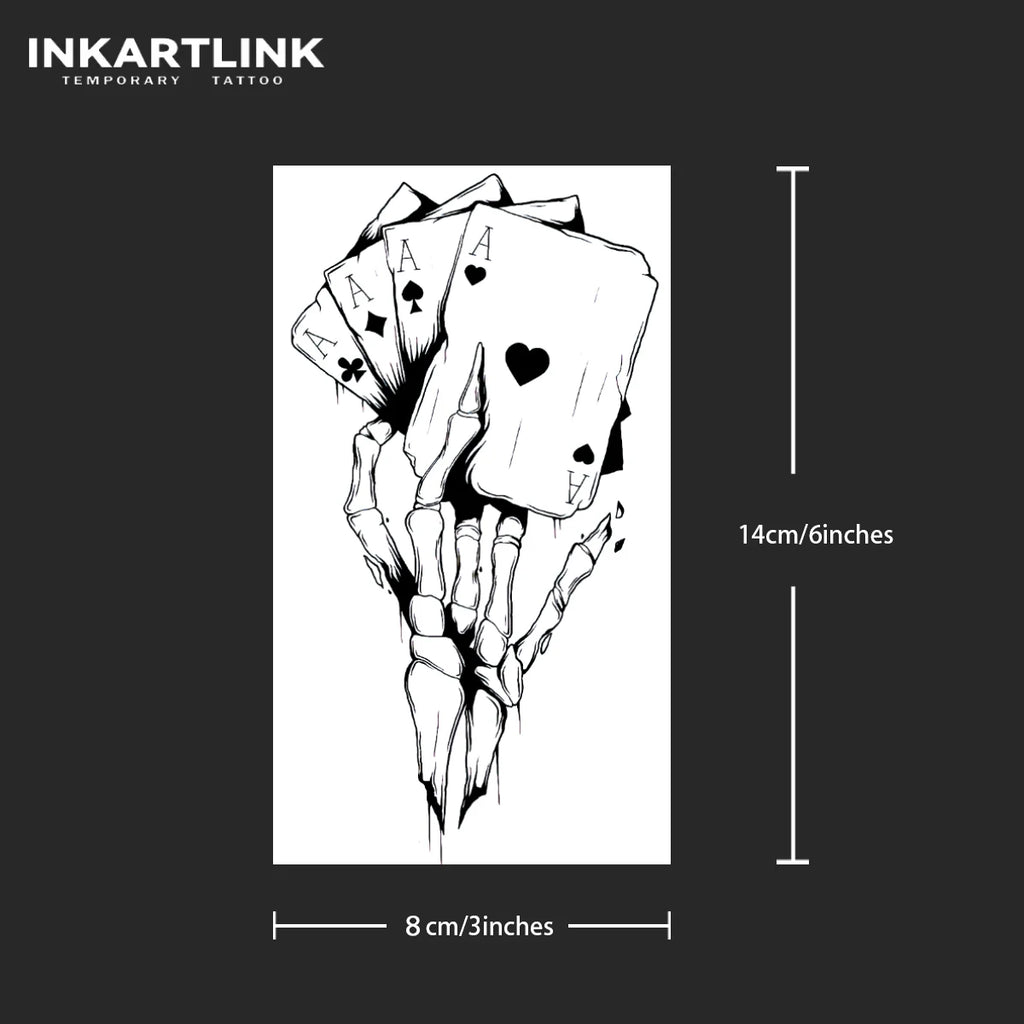 Skeleton Poker Semi-Permanent Tattoo — Lasts Up to 15 Days