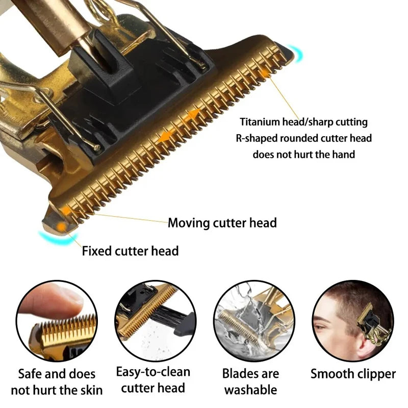 Professional Hair Trimmer Zero Gapped T-Blade Trimmer Cordless Rechargeable Edgers Clippers Electric Beard Trimmer Shaver