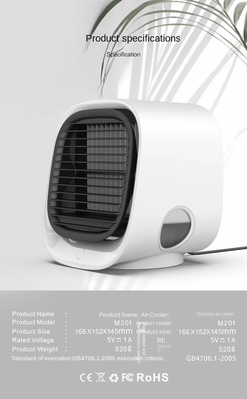 Desktop Water Cooling Fan — Mini USB Air Cooler with Humidification & High Wind Spray