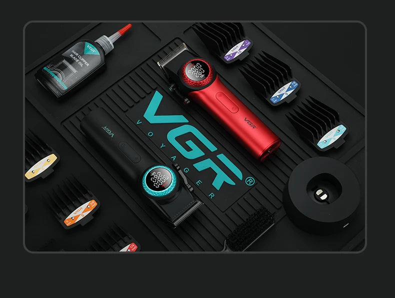 VGR Professional Hair Clipper — 12000RPM LED Digital Carving Electric Clipper V-001 & V-977