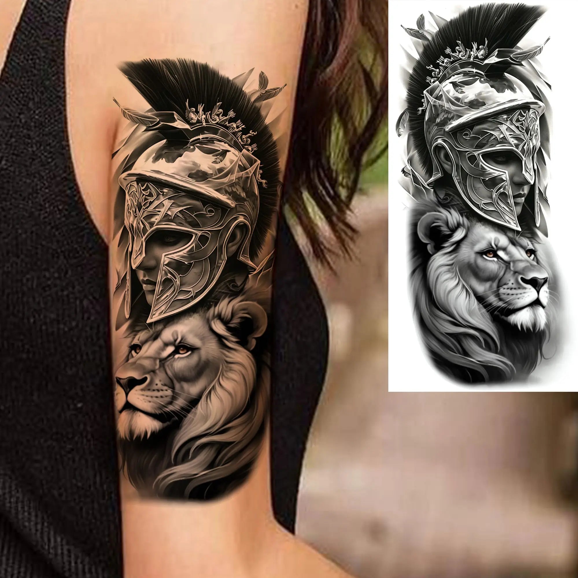 Spartan Warrior Temporary Tattoo — Realistic Waterproof Body Art