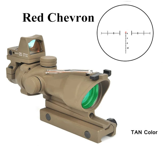 4x32 Tactical Scope with Red Dot — 1X/4X Adjustable 20mm Rail Hunting Scope