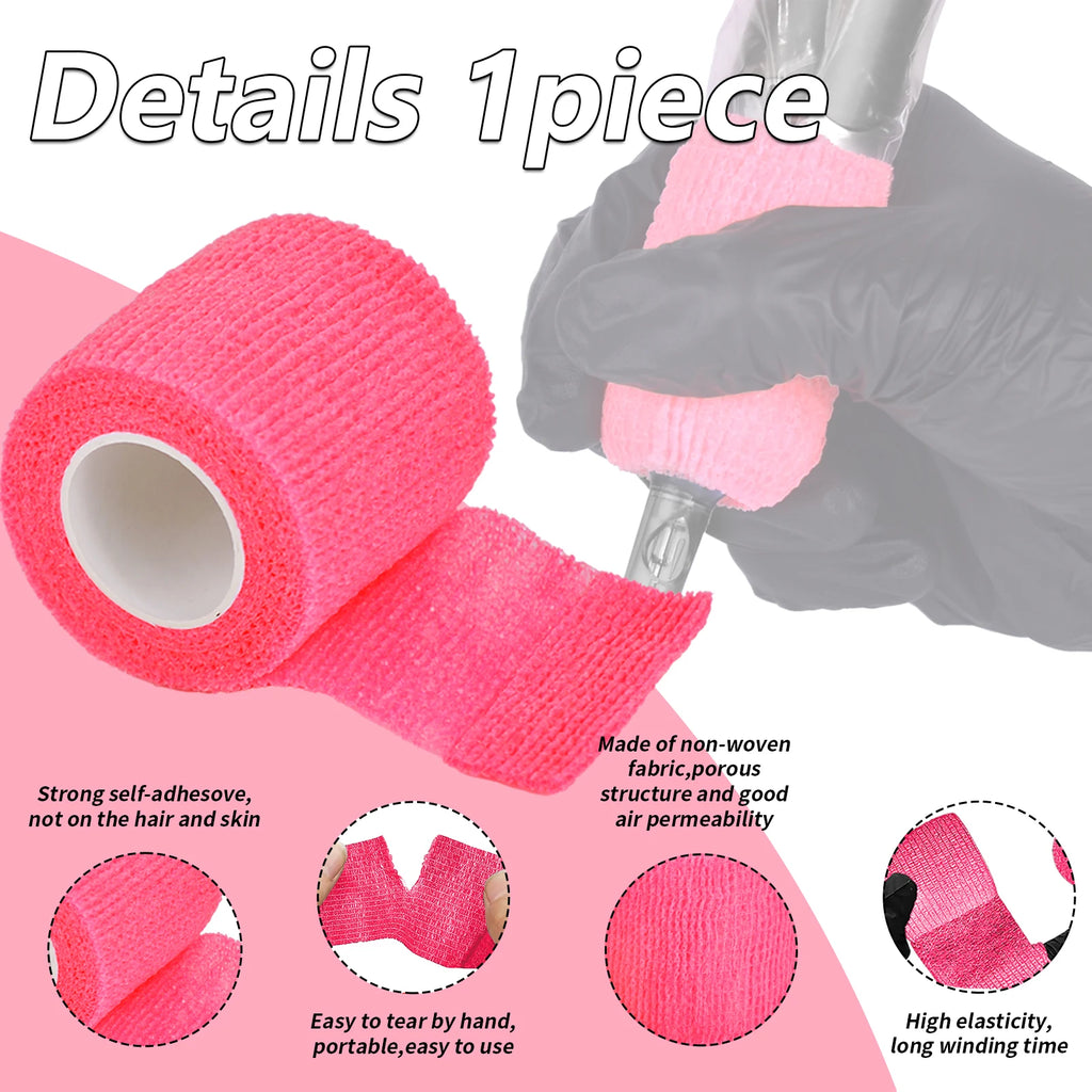 POSEIDON Tattoo Pencil Sleeve Bag — 200pcs Covers + 3pcs Pink Bandage Practice Set