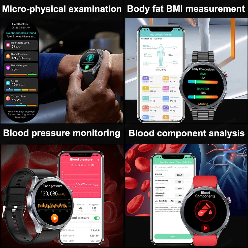 2026 Health Smartwatch — ECG+PPG Body Fat, Uric Acid & Blood Oxygen for Men & Women