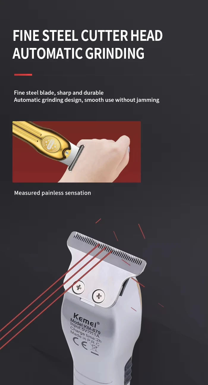 Kemei KM-679 Professional Hair Trimmer — Electric Cordless Clipper for Men