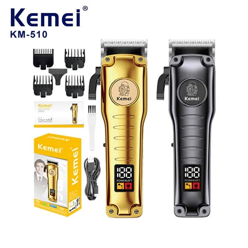 Kemei Professional Hair Clippers Electric Cordless Hair Trimmer with LCD Display USB Rechargeable Hair Cutting Machine for Men