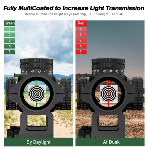 1-5X24 Tactical Optical Scope — Red & Green Illuminated Reticle Hunting Sight