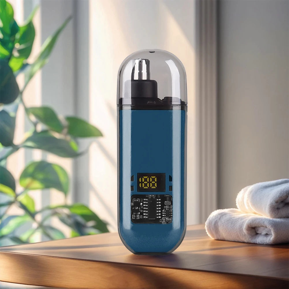 Portable Ear & Nose Hair Trimmer — Digital Display, Painless Electric Eyebrow & Beard Shaver