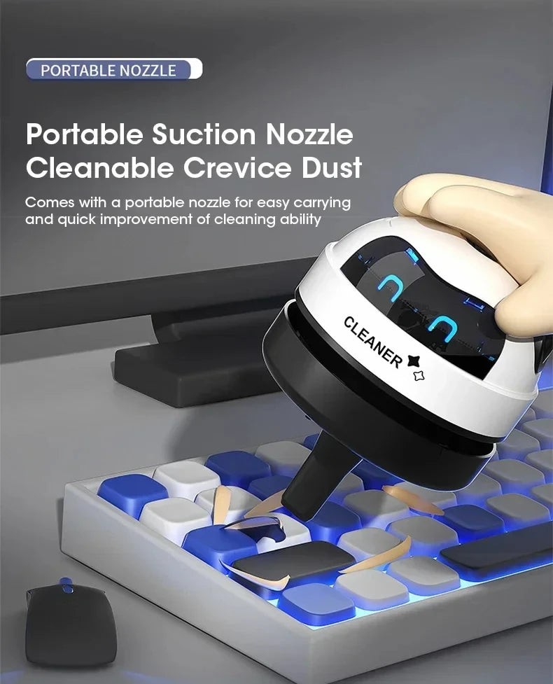 HOMEFISH Desktop Mini Vacuum Cleaner — Rechargeable Keyboard & Rubber Shavings Dust Extractor