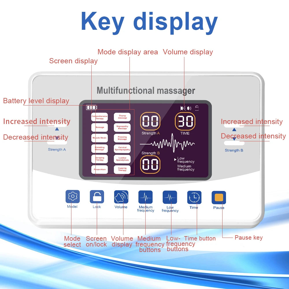 EMS Eletric Professional Muscle Stimulation Physiotherapy Tens Acupuncture Machines Pulse Impulse Body Massager 12 Modes Gifts