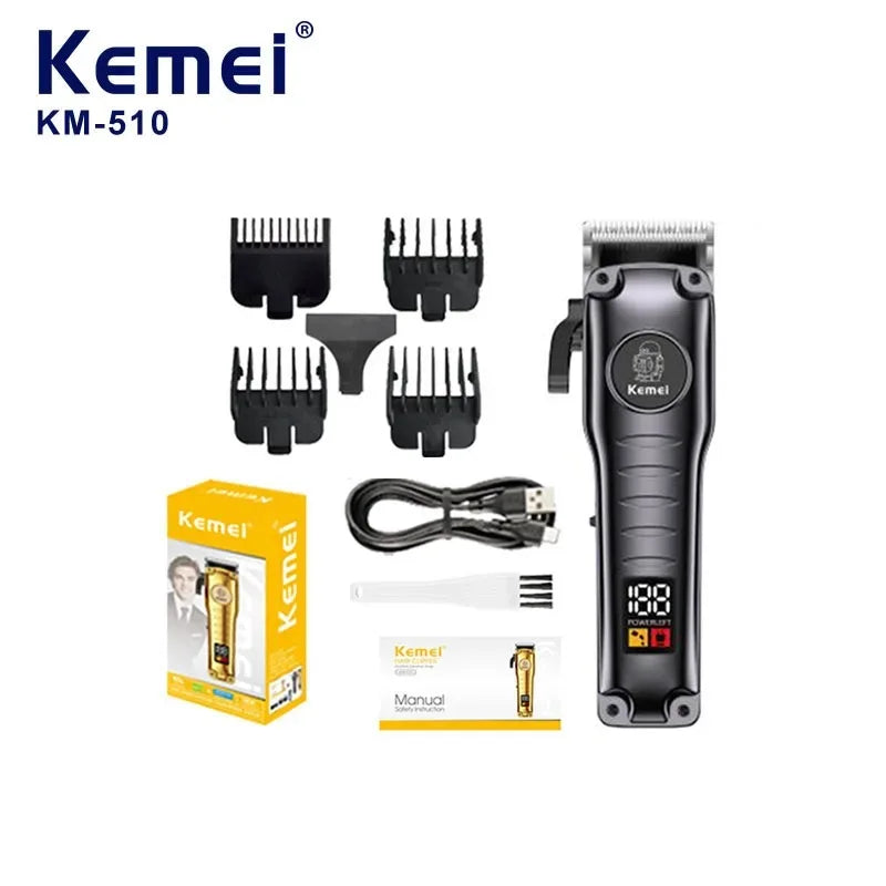 Kemei Professional Hair Clippers Electric Cordless Hair Trimmer with LCD Display USB Rechargeable Hair Cutting Machine for Men