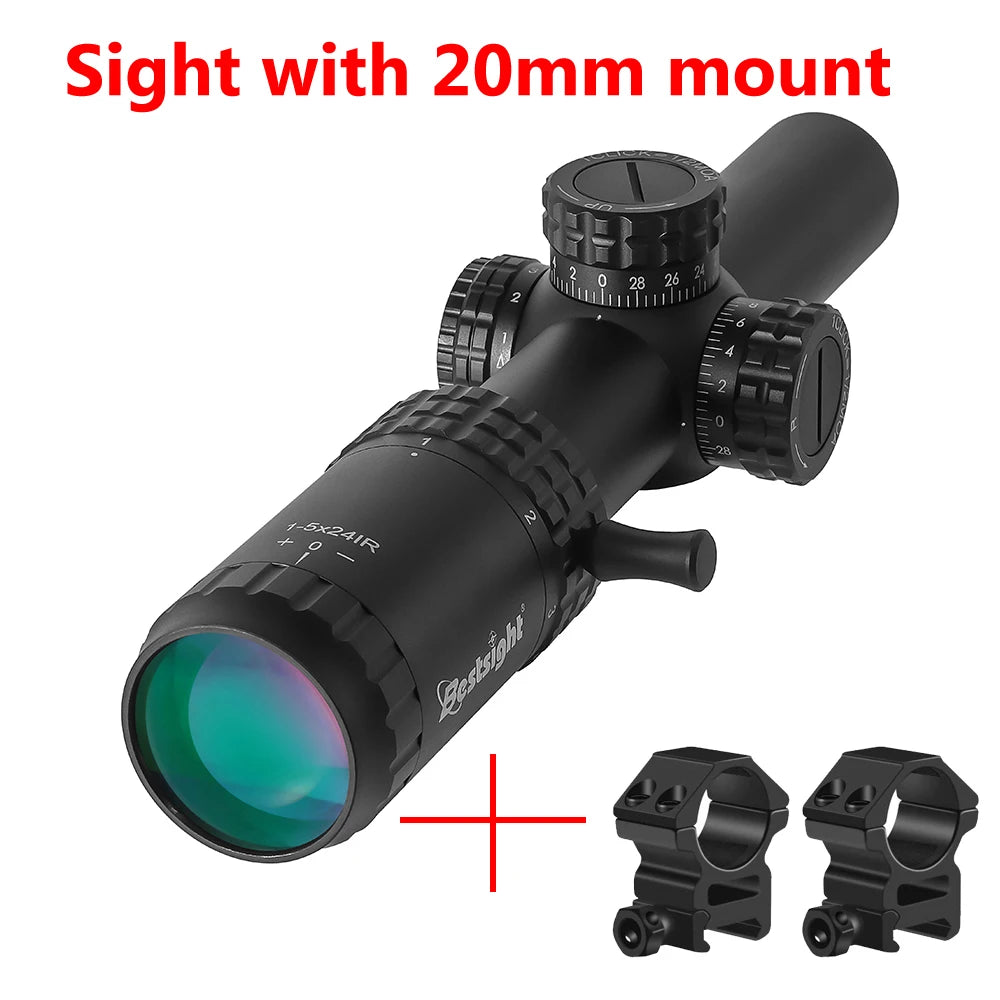 1-5X24 Tactical Optical Scope — Red & Green Illuminated Reticle Hunting Sight