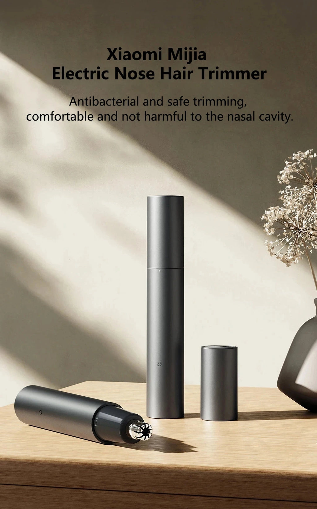 Xiaomi Mijia Electric Nose Hair Trimmer — Antibacterial Coating, Painless 6500RPM Ear & Nose Clipper