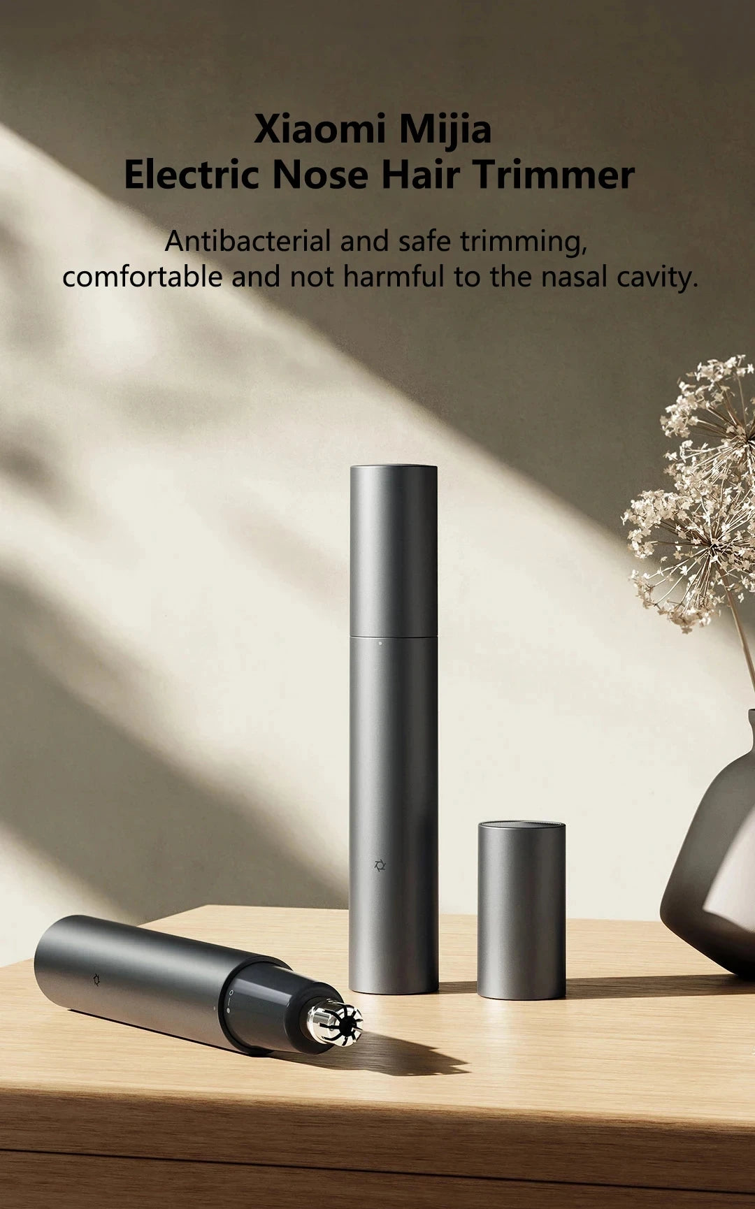 Xiaomi Mijia Electric Nose Hair Trimmer — Antibacterial Coating, Painless 6500RPM Ear & Nose Clipper