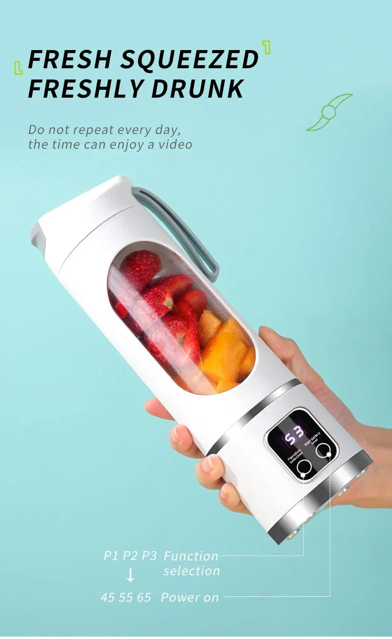 2025 Mini Electric Juicer 450ml — Powerful Motor, Digital Display, Crushed Ice