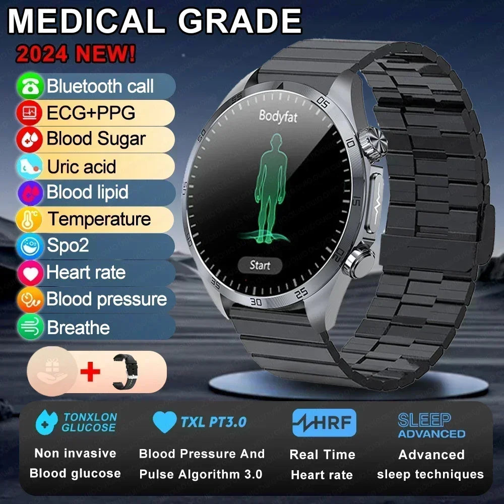2026 Medical Grade Electropathy Smartwatch — ECG+PPG Blood Sugar, Lipid & Uric Acid