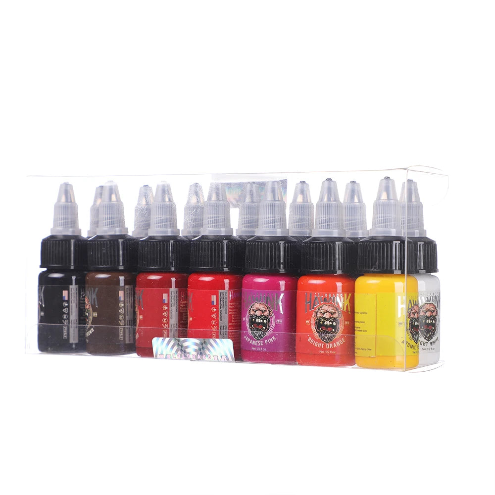 Hawink Tattoo Ink Kit — 7 or 14 Colors, 15ml/Bottle Semi-Permanent