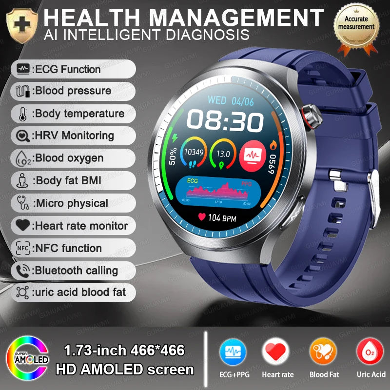 2026 ECG+PPG Health Smartwatch — NFC, 100+ Sports, HD Bluetooth Call for Men & Women