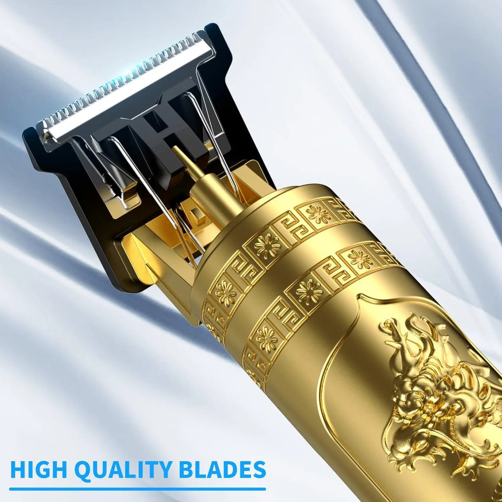 Professional Beard & Hair Trimmer — Zero-Gap T-Blade, LCD Display & Hair Shears Kit for Men