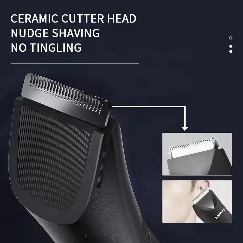 Kemei KM-1838 Waterproof Body Hair Trimmer — Ceramic Blade Wet & Dry Clipper for Intimate Areas