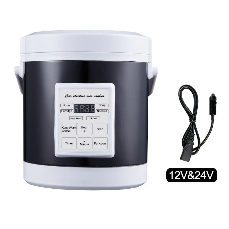 12V/24V Mini Car Rice Cooker 1.6L — Electric Soup, Porridge & Food Steamer for Trucks