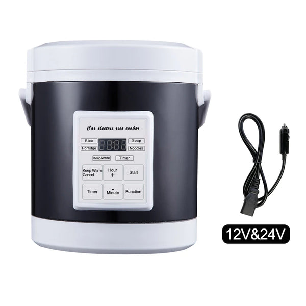 12V/24V Mini Car Rice Cooker 1.6L — Electric Soup, Porridge & Food Steamer for Trucks