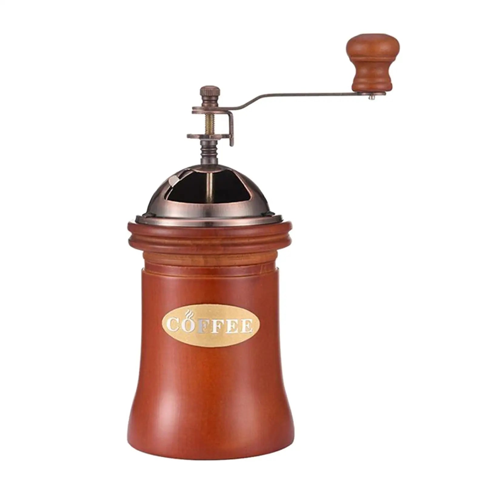 Classic Wood Manual Coffee Grinder — Hand Crank Coffee Bean Mill with Wood Base