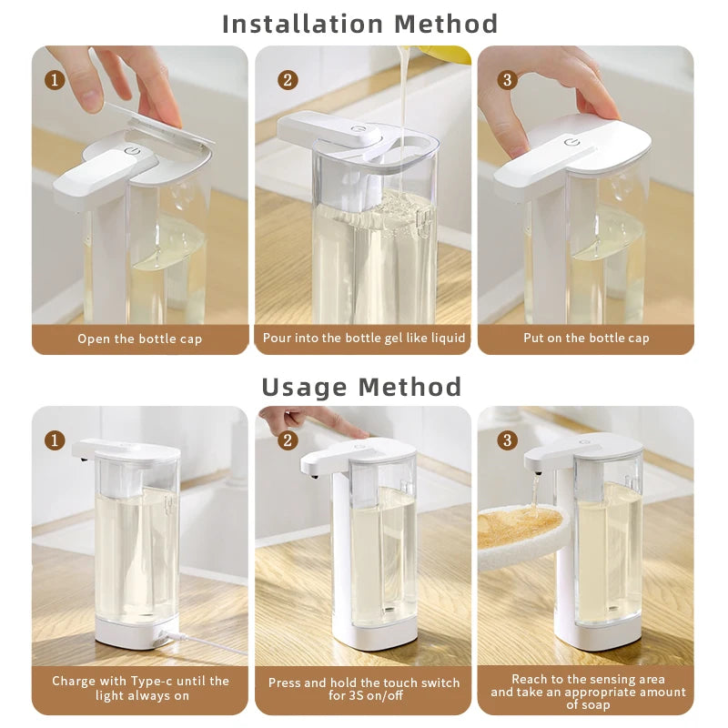 Automatic Sensor Soap Dispenser — Touchless Intelligent Hand Washing Machine for Kitchen