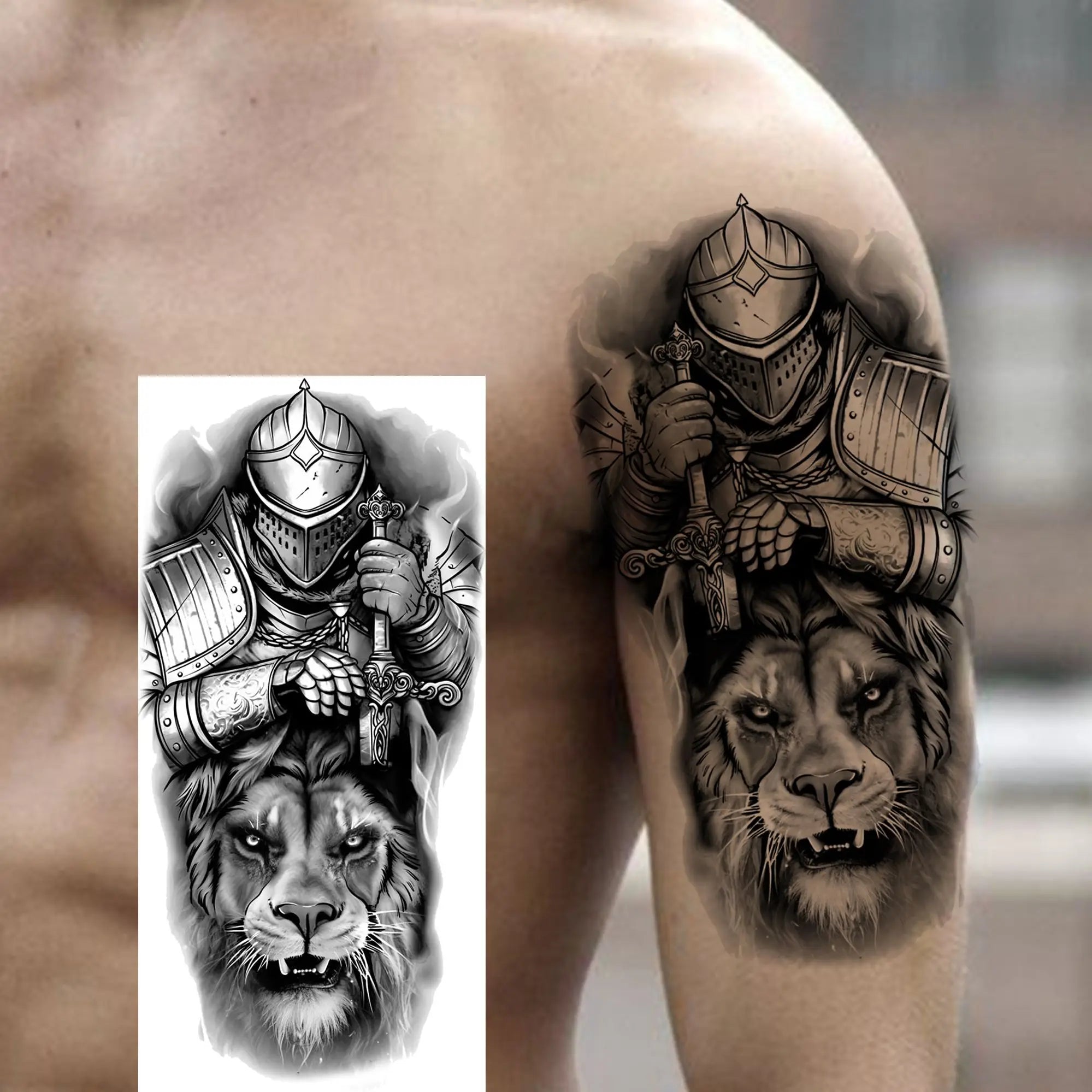 Spartan Warrior Temporary Tattoo — Realistic Waterproof Body Art