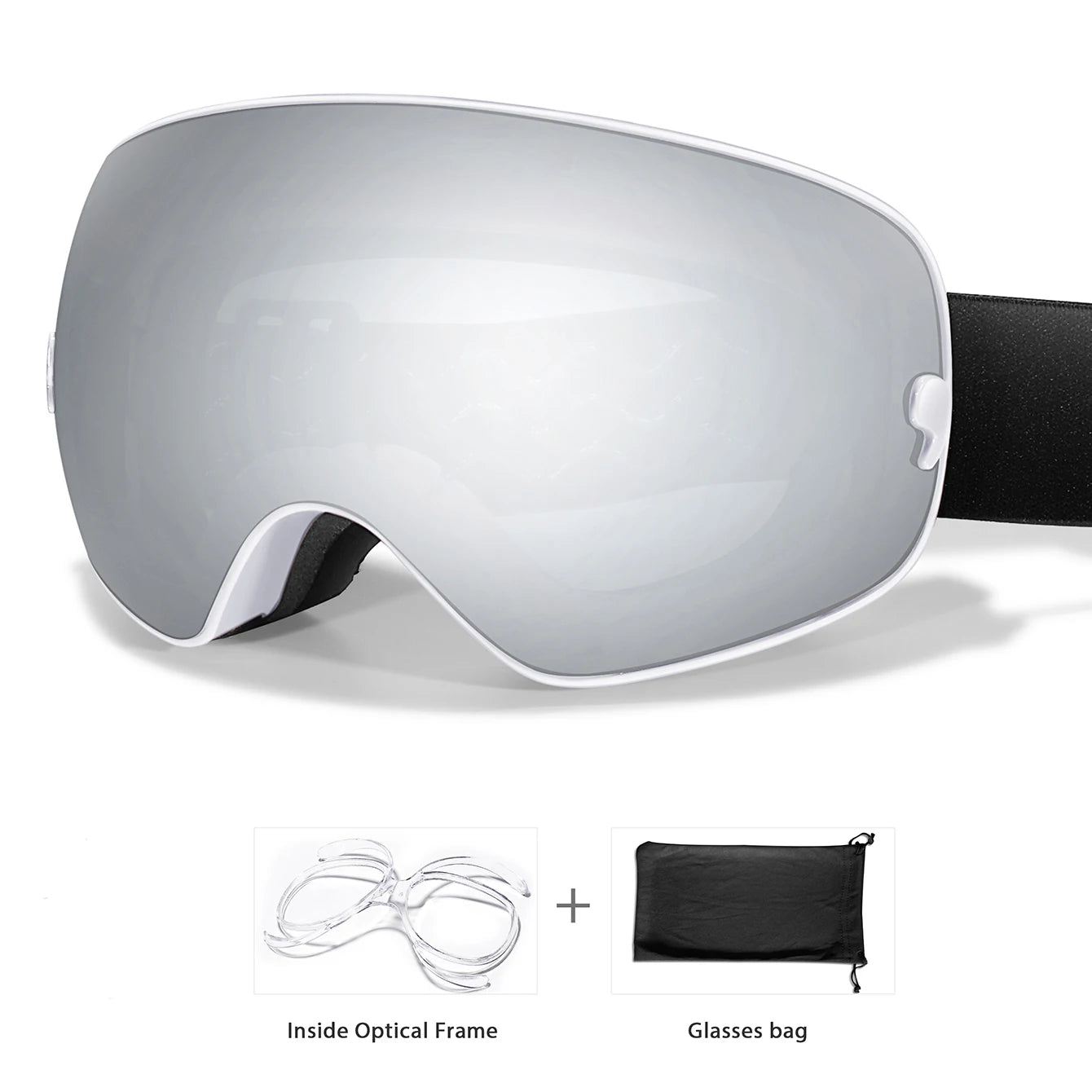 Winter Ski & Snowboard Goggles — UV400 Anti-Fog with Optical Frame & Bag