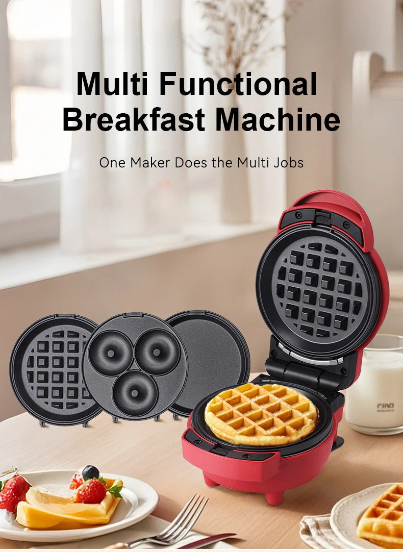 Multifunctional Waffle & Omelette Maker — Non-Stick Double-Side Heating Donut & Egg Burger Baker