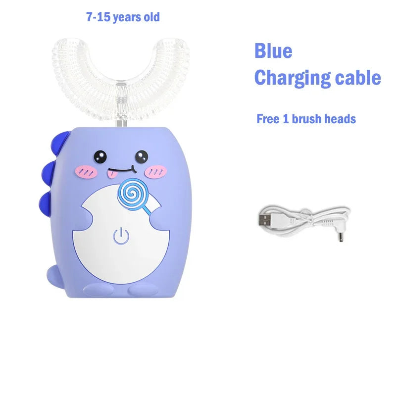 Kids Sonic Electric Toothbrush — U-Shaped Silicone 360° Smart Brush with Timer & Songs