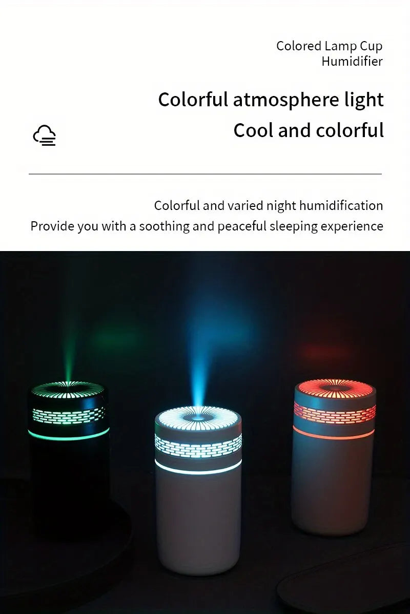 250ml Mini Car Humidifier — USB Spray Mist with LED Light & Essential Oil Diffuser