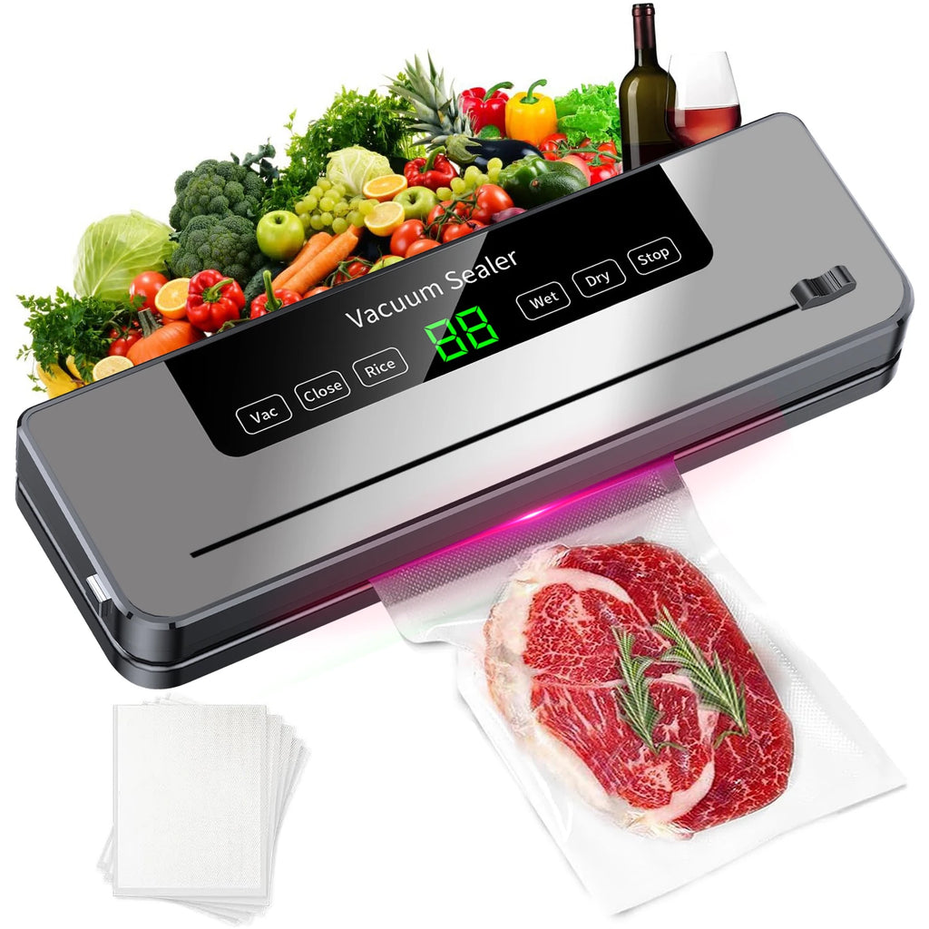 220V Food Vacuum Sealer Machine — 5-Mode Dry & Wet Automatic Sealer with 10 Bags