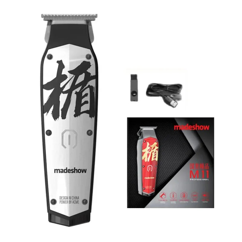 MadeShow M10/M11 Professional Hair Clipper & Trimmer Set — 0.1mm T-Blade High Speed
