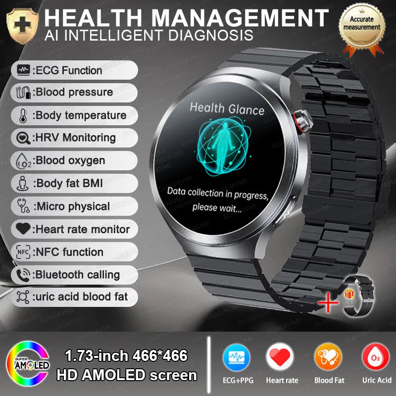 2026 ECG+PPG Health Smartwatch — NFC, 100+ Sports, HD Bluetooth Call for Men & Women