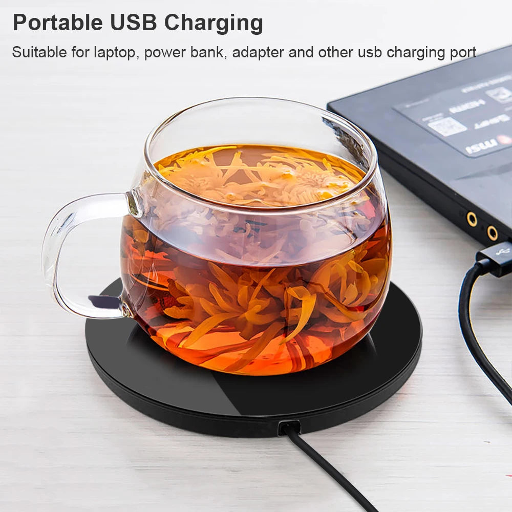 Thermostatic USB Mug Warmer Coaster — Electric Heating Plate for Coffee, Tea & Milk