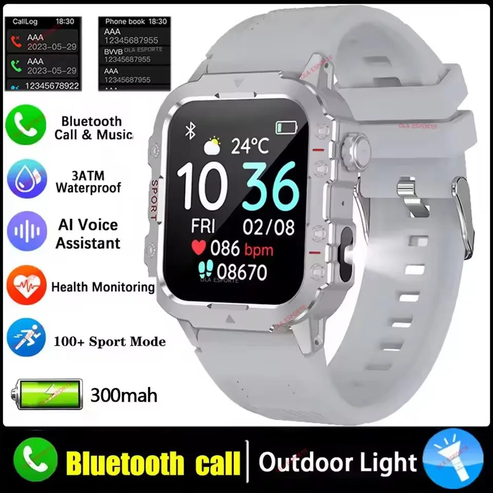 2026 Military Smartwatch — IP67 3ATM, GPS, Fitness Tracker & Bluetooth Calls for Men