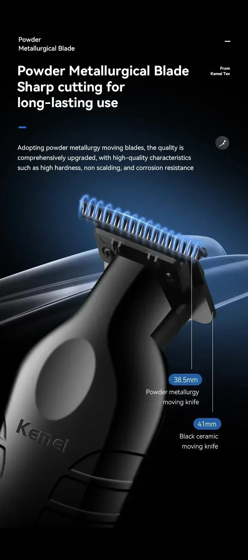 Kemei KM-2299 USB Fast Charging Hair Clipper — Professional Cordless Electric Trimmer