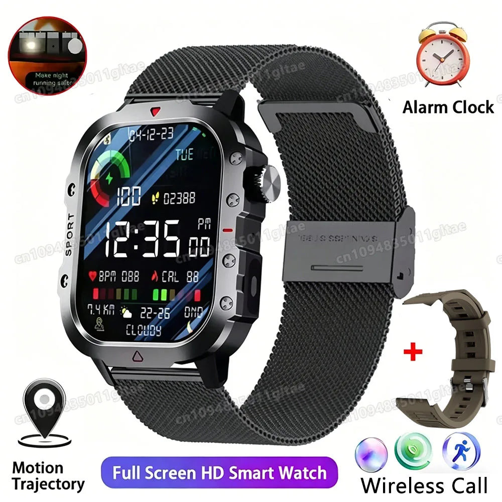 2026 Military Smartwatch — IP67 3ATM, GPS, Fitness Tracker & Bluetooth Calls for Men