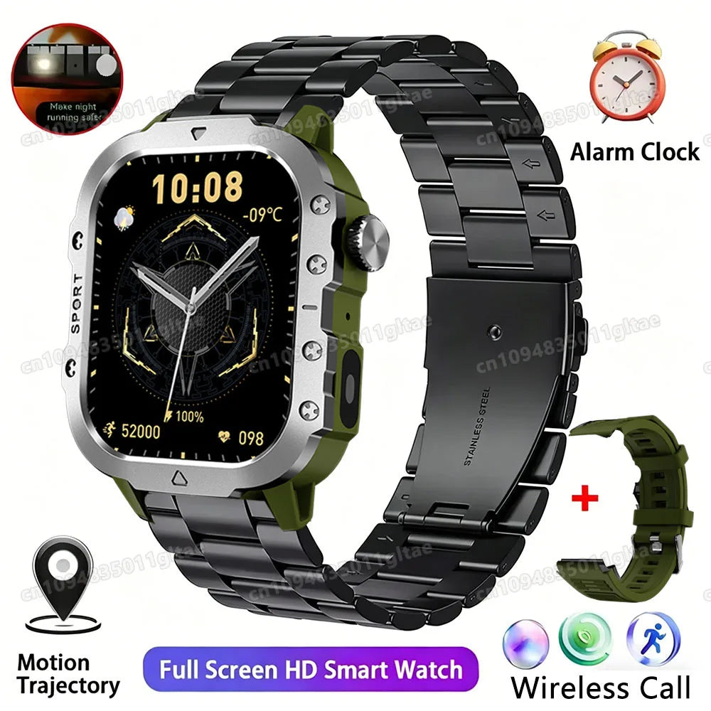 2026 Military Smartwatch — IP67 3ATM, GPS, Fitness Tracker & Bluetooth Calls for Men