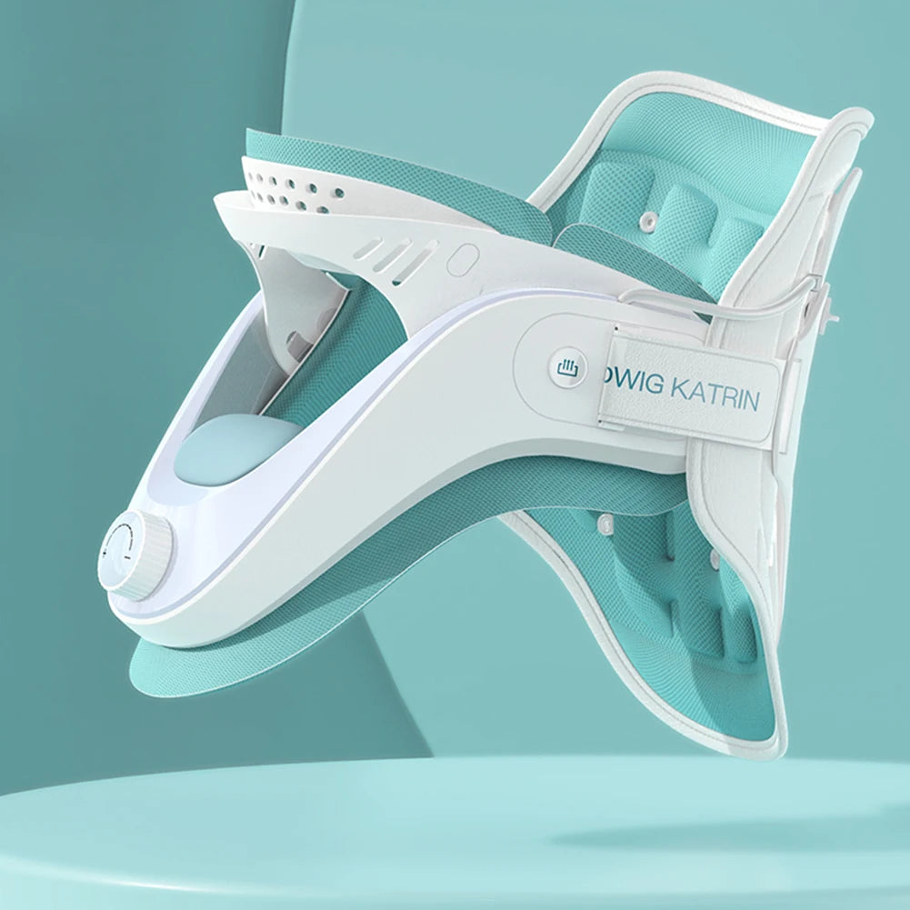 Cervical Neck Traction Device with Airbag Support Neck Brace Adjustable Ergonomic Neck Stretcher for Cervical Spine Alignment